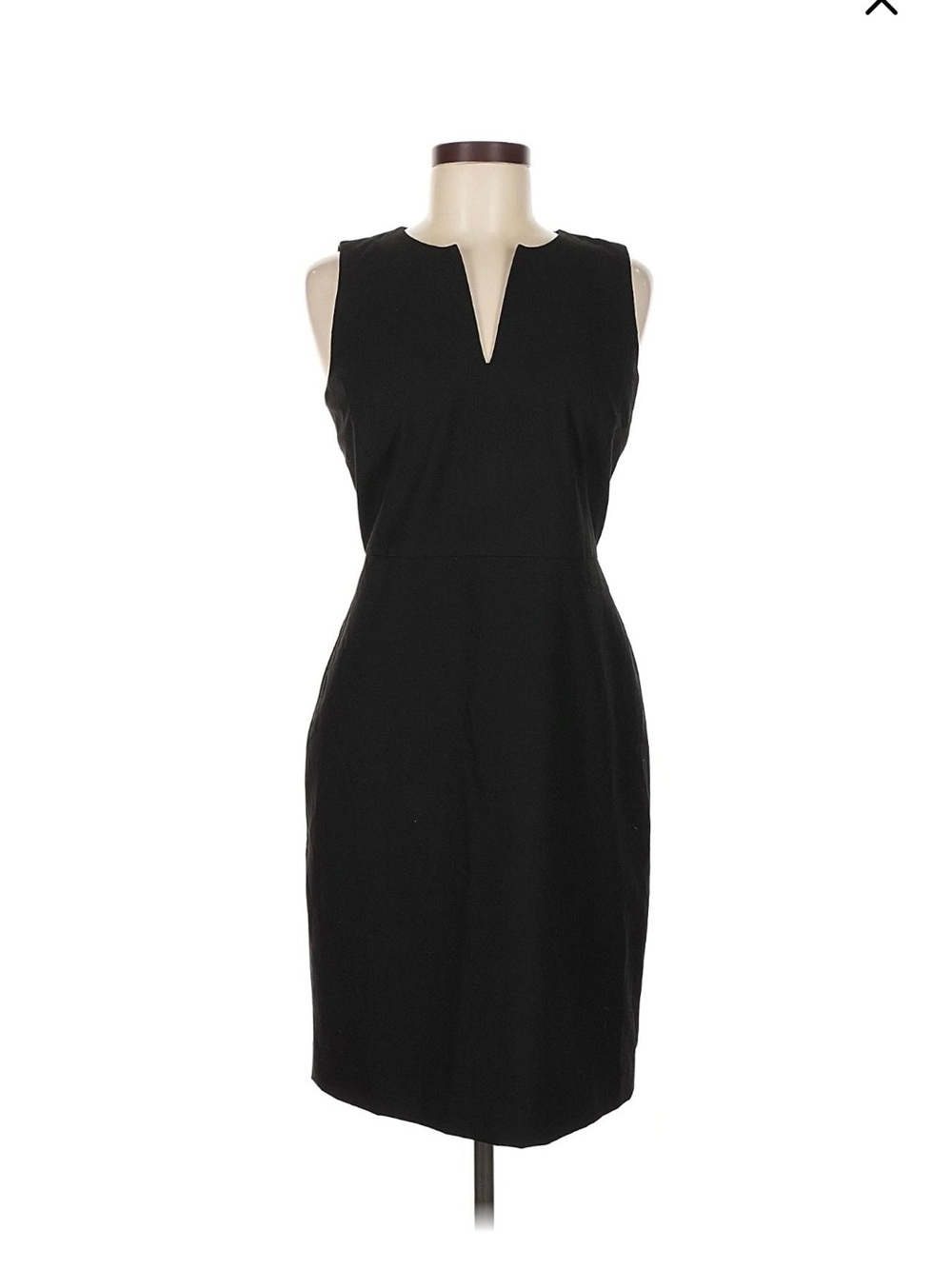 Ann Taylor Factory Black Sleeveless Midi Sheath Dress with V-Notch